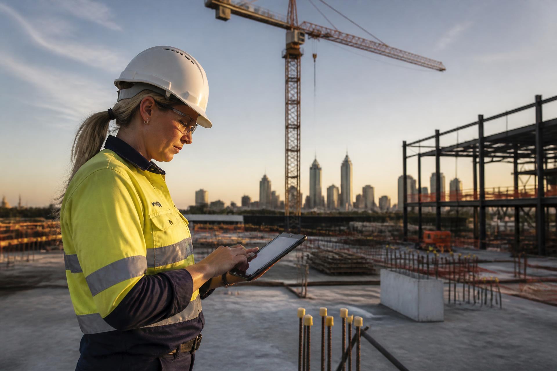Safety consultant reviewing controls on an Australian worksite